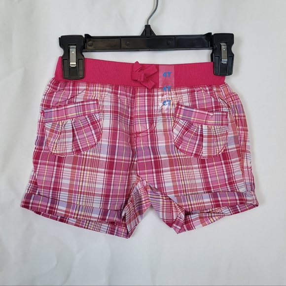 Children's Place Girls Pink White Plaid Pull‎ On Casual School Shorts 4T New - Picture 1 of 5